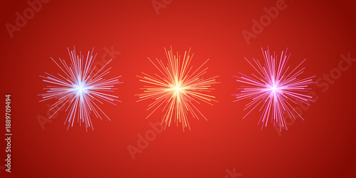 Isolated colorful fireworks and confetti elements on clean white background designed for celebration banners holiday events birthdays anniversaries parties and carnival designs