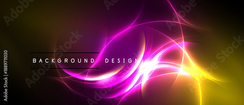 Abstract vibrant energy flows. Bright pink, yellow hues blend into dark background. Modern design element for digital projects.