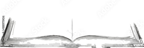 Otwarta księga z pustymi stronami, symbol wiedzy, edukacji i nowych możliwości, przezroczysty