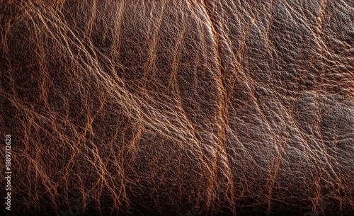 Brown Leather Texture Background Close Up with Wrinkles Creases and Vintage Grain