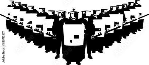 Graduation Ceremony Group Holding Diplomas.