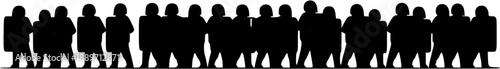 Group of people silhouettes standing together.