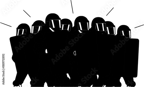 Group of Riot Police Officers in Formation.