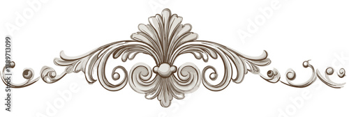 Elegancki ornament roślinny w stylu barokowym z przezroczystym tłem do dekoracji