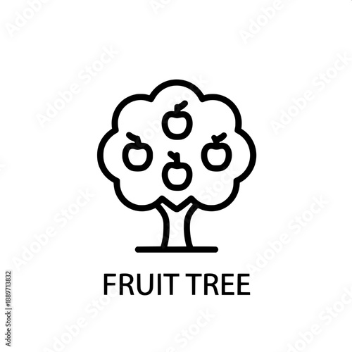 Simple line drawing of a fruit tree with apples, representing healthy food and nature