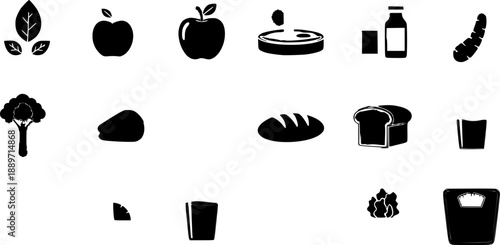 Healthy Food Icons Representing Nutrition and Diet.
