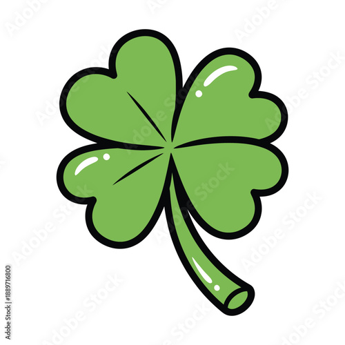 A bright green four leaf clover for st patricks day