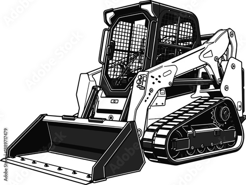 Compact track loader skid steer construction machinery illustration