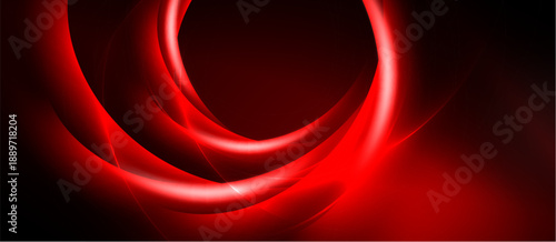 Abstract red swirls dominate dark background. Dynamic lines create flowing, energetic visual impact. Modern design, simple composition.