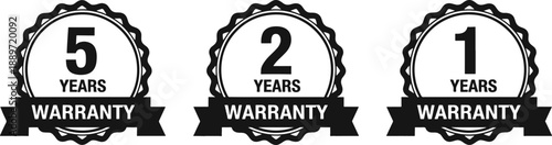 Warranty badges collection with one two and five years service seal