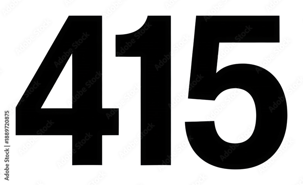 Fototapeta premium Exploring the number 415 visual representation and analysis isolated on transparent background