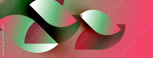 Abstract shapes blend, creating dynamic visual effect. Colors shift, forming soft gradients. Pink background emphasizes forms.