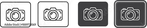 Camera icons set graphic photography equipment simple outline art