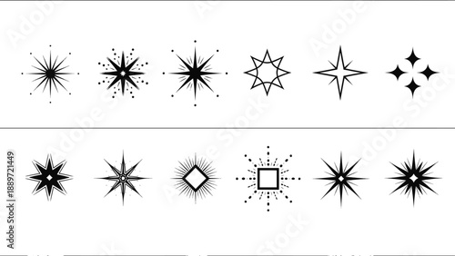 Twinkling star christmas light effect collection on transparent background