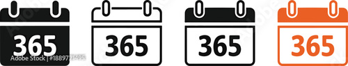 Annual calendar 365 days icon collection in multiple color styles