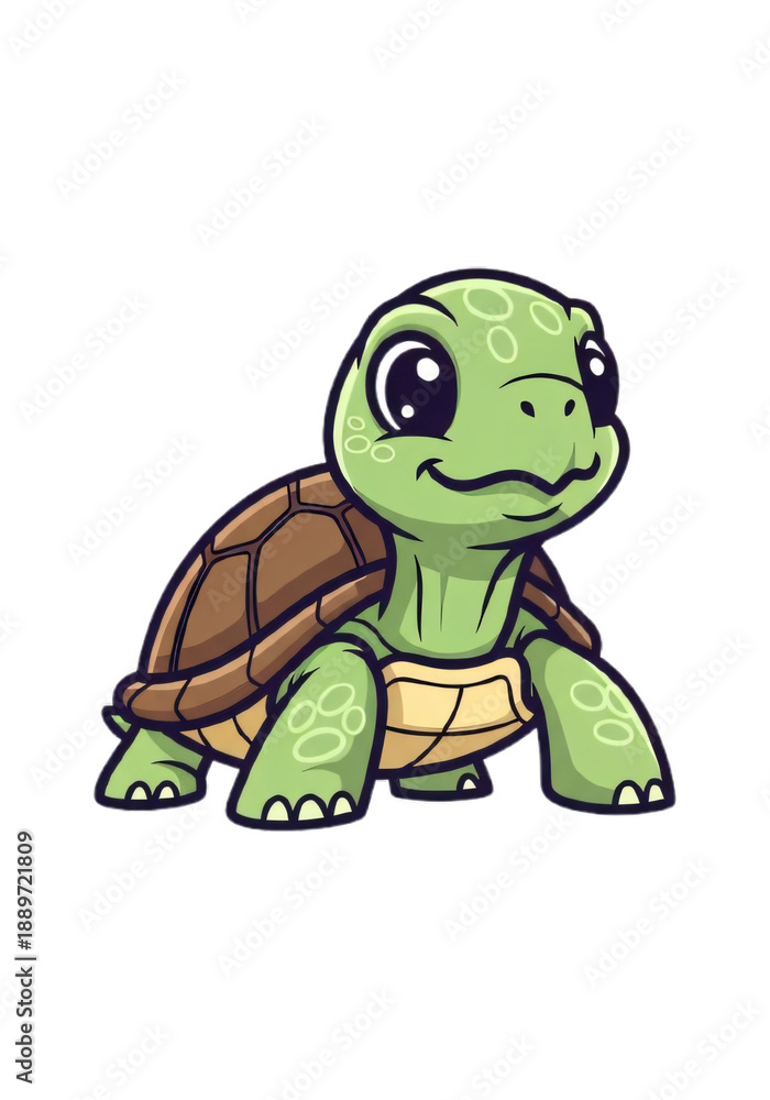 Fototapeta premium cute turtle vector illustration, on transparent background in clean modern style.