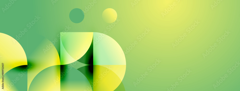 Fototapeta premium Abstract composition features overlapping circles, gradients. Yellow, green hues create soft visual effect. Minimalist design.