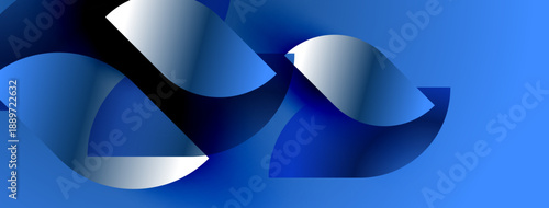 Abstract blue ribbons forming stylized shape. Gradient shades create depth, modern design element. Smooth curves suggest movement, fluidity.