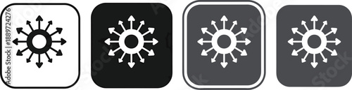 Set of data distribution icons with arrows pointing in every direction