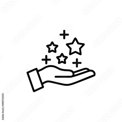 Hand holding stars with plus signs isolated on transparent background