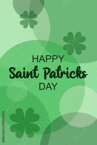 Saint Patricks Day abstract greeting card featuring clover. On green background. vector illustration.