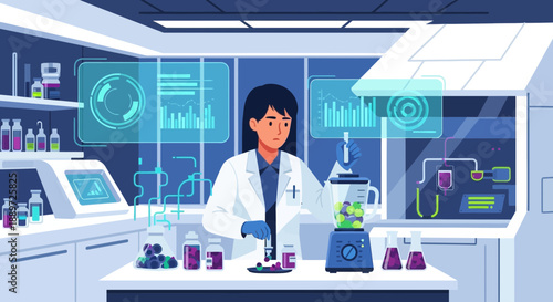 Female scientist working in a modern laboratory setting