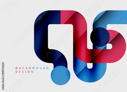 Abstract shapes overlap, creating vibrant blue, pink gradients. Modern design element for backgrounds, presentations. Clean, simple aesthetic.