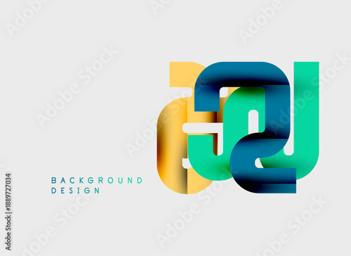 Abstract graphic design features layered shapes, vibrant colors, smooth gradients. Modern aesthetic, clean presentation, simple background.