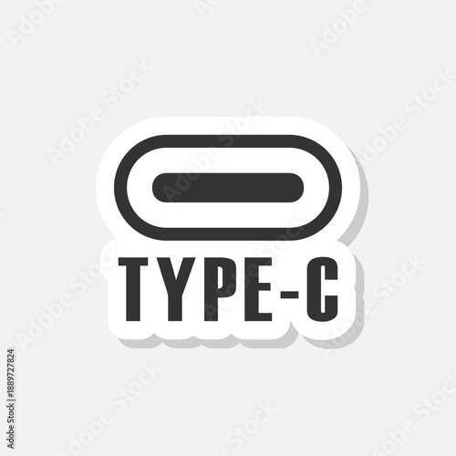 USB Type C port icon sticker isolated on gray background