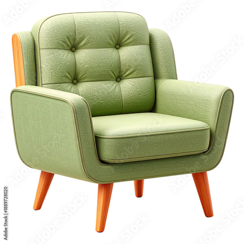 Green armchair for cozy living room interior design and comfortable home furniture office seating relaxation furniture