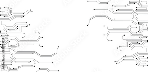 High tech technology geometric points and lines banner blue or white