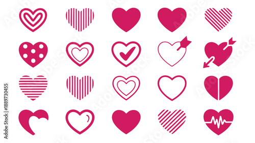 Diverse heart icons set
