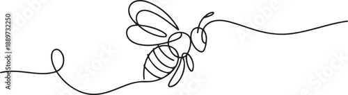 One continuous line drawing of elegant bee for company logo identity. Organic honey farm icon concept from wasp insect animal shape. one line Icon drawing