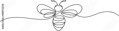 One continuous line drawing of elegant bee for company logo identity. Organic honey farm icon concept from wasp insect animal shape. one line Icon drawing