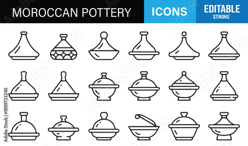 Cultural Moroccan ceramic icon set for branding and infographics