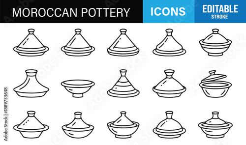 Traditional Moroccan pottery symbol pack with editable stroke