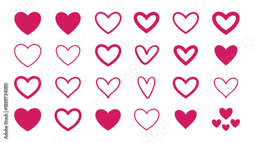 Collection of heart shapes in various styles