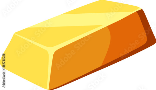 Gold bar in cartoon style. Isolated and flat design illustration