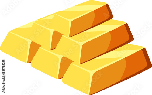 Gold bar in cartoon style. Isolated and flat design illustration
