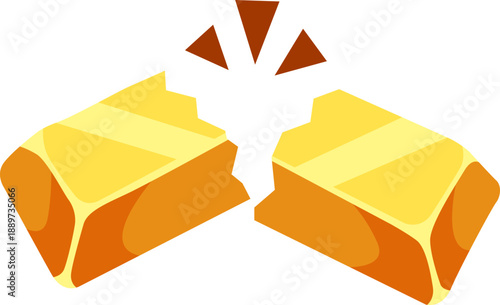 Gold bar in cartoon style. Isolated and flat design illustration