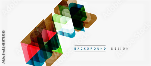 Abstract geometric shapes overlap, creating vibrant colorful design. Modern background with layered translucent elements.