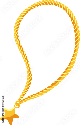 Gold Necklace With Star in cartoon style. Isolated and flat design illustration.