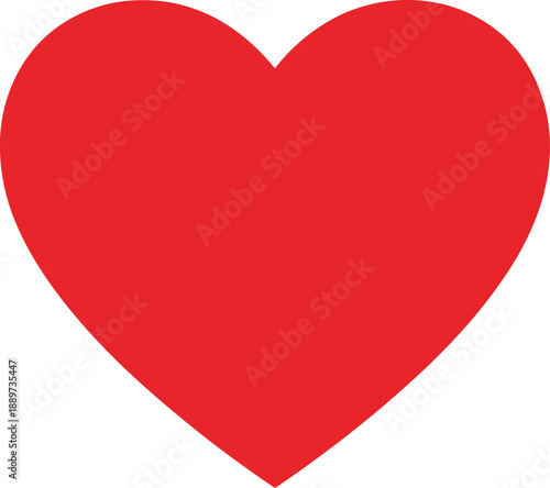 Simple red heart shape vector icon isolated on white background