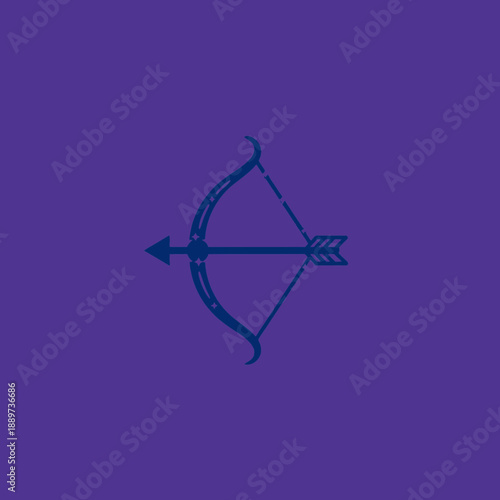 Simple Blue Bow and Arrow Illustration.