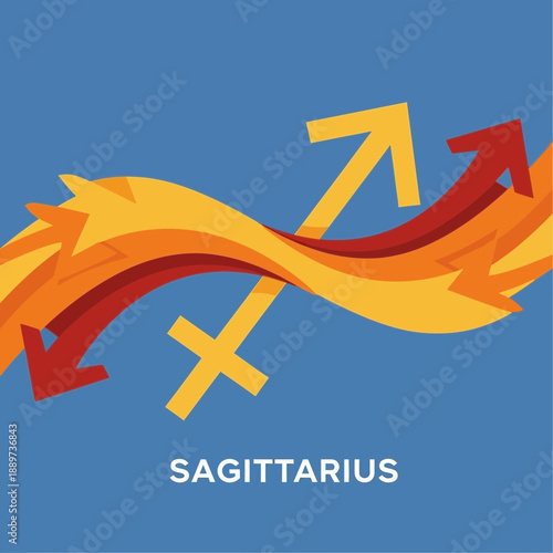 Sagittarius Astrological Symbol with Arrows and Flame.