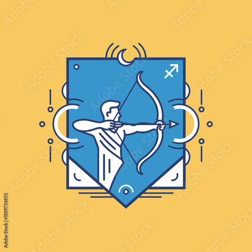 Archer Illustration with Bow and Arrow.