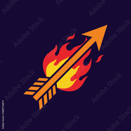 Flaming Arrow Icon Symbol Graphic Design Element.
