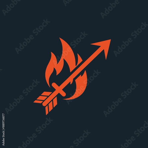 Flaming Arrow Icon Design Element.