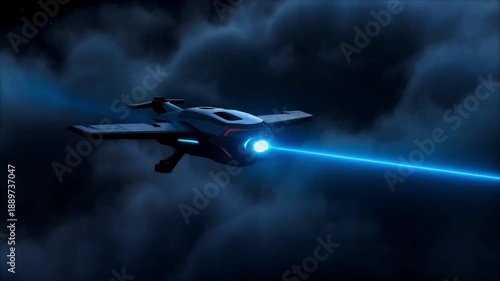 Night-time interception test: stealth drone emits blue ion beam disabling missile guidance, 8K, 2026