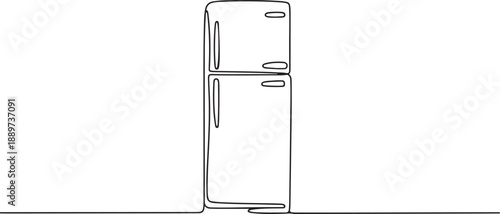 Single continuous line drawing of luxury two door refrigerator household utensil. Electronic home appliance concept. one line Icon drawing